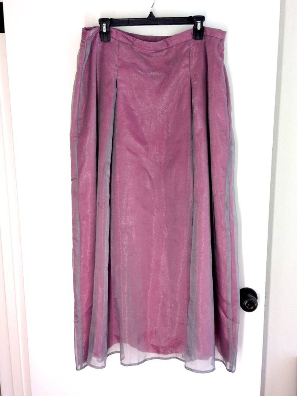 Apostrophe hot pink/silver organza long ball skirt 18 evening party maxi Y2K